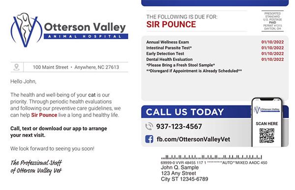 postcard reminder back cats example